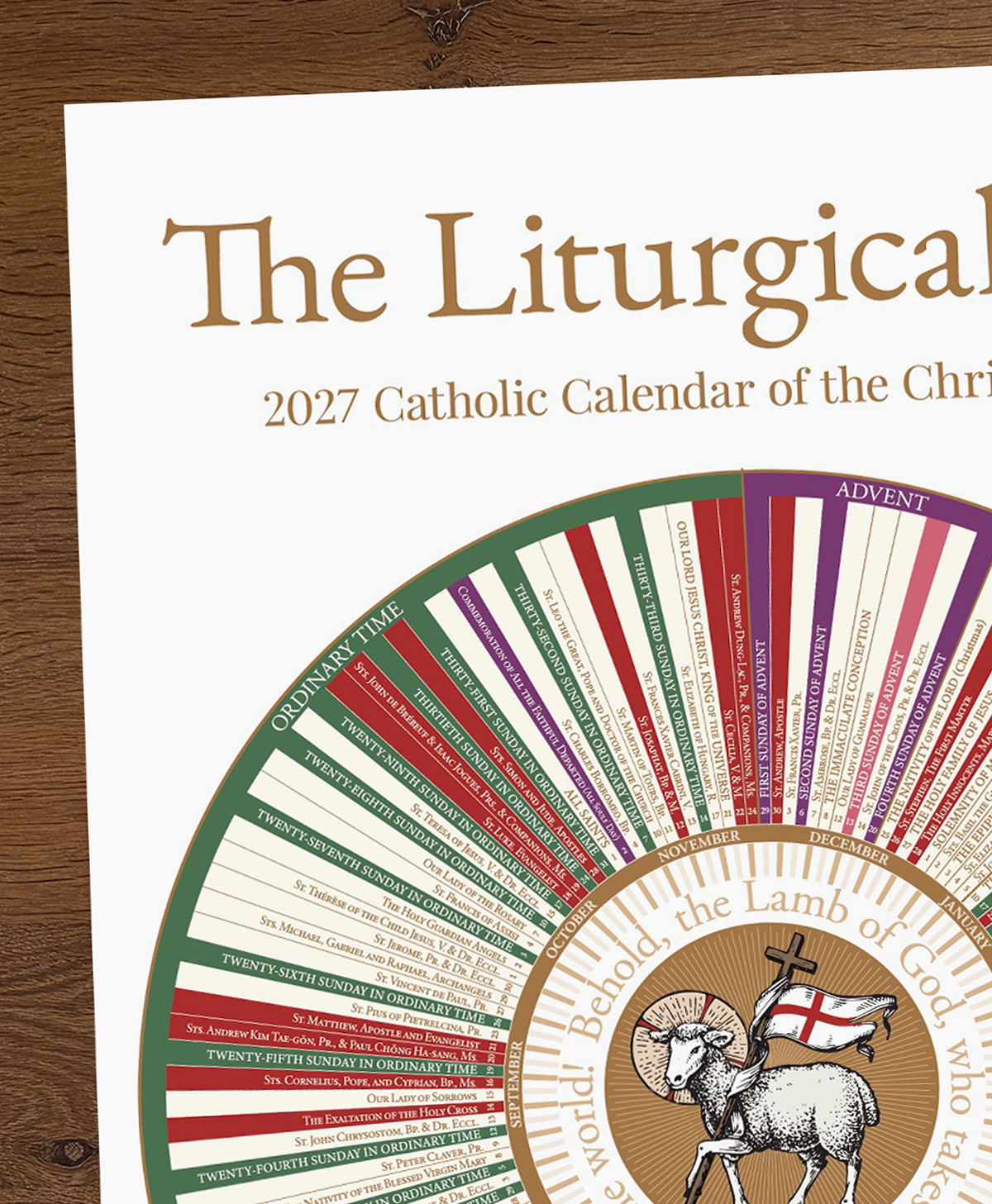 Catholic Liturgical Calendar - 24" x 32" (Large)