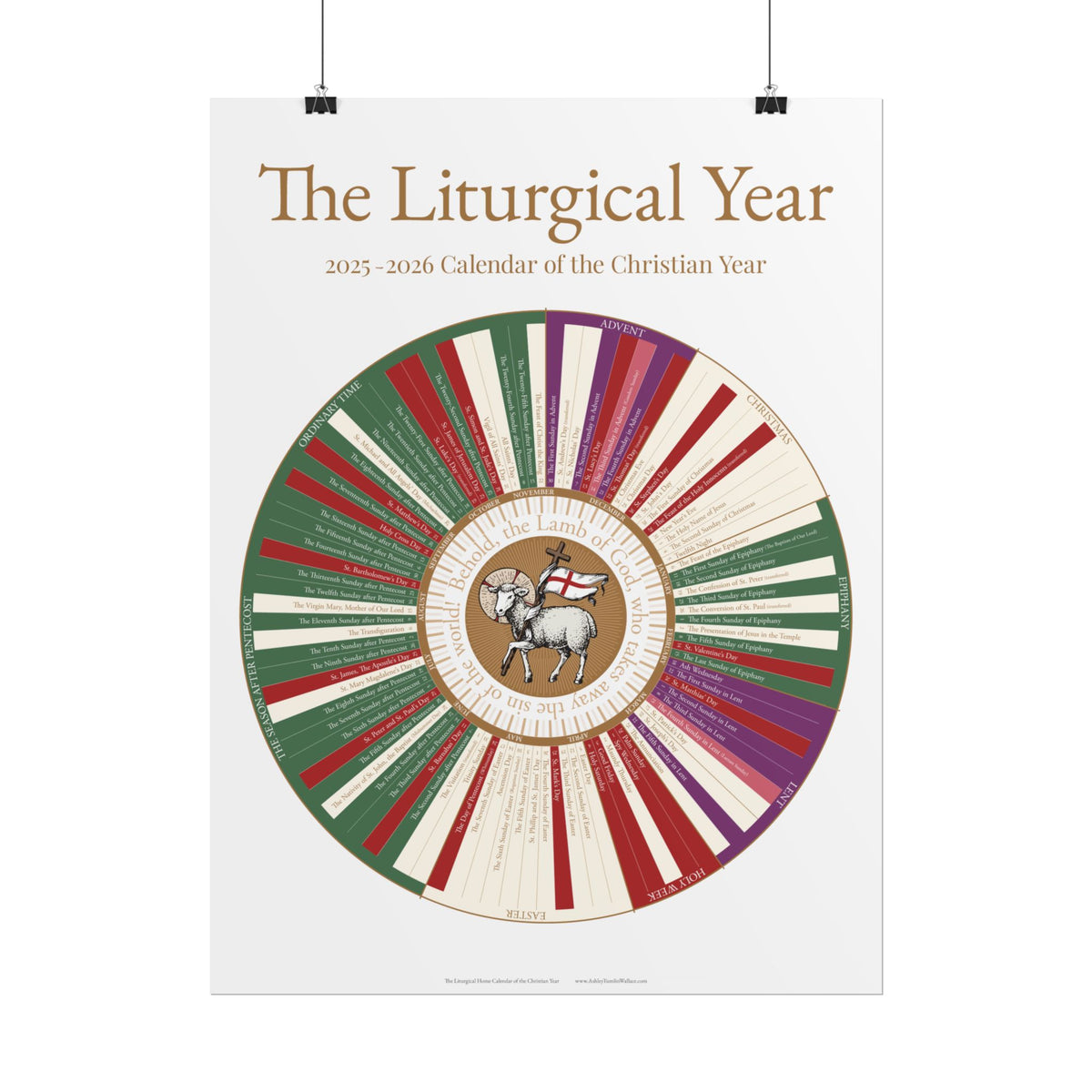 2026 Liturgical Calendar - 18" x 24" (Standard)