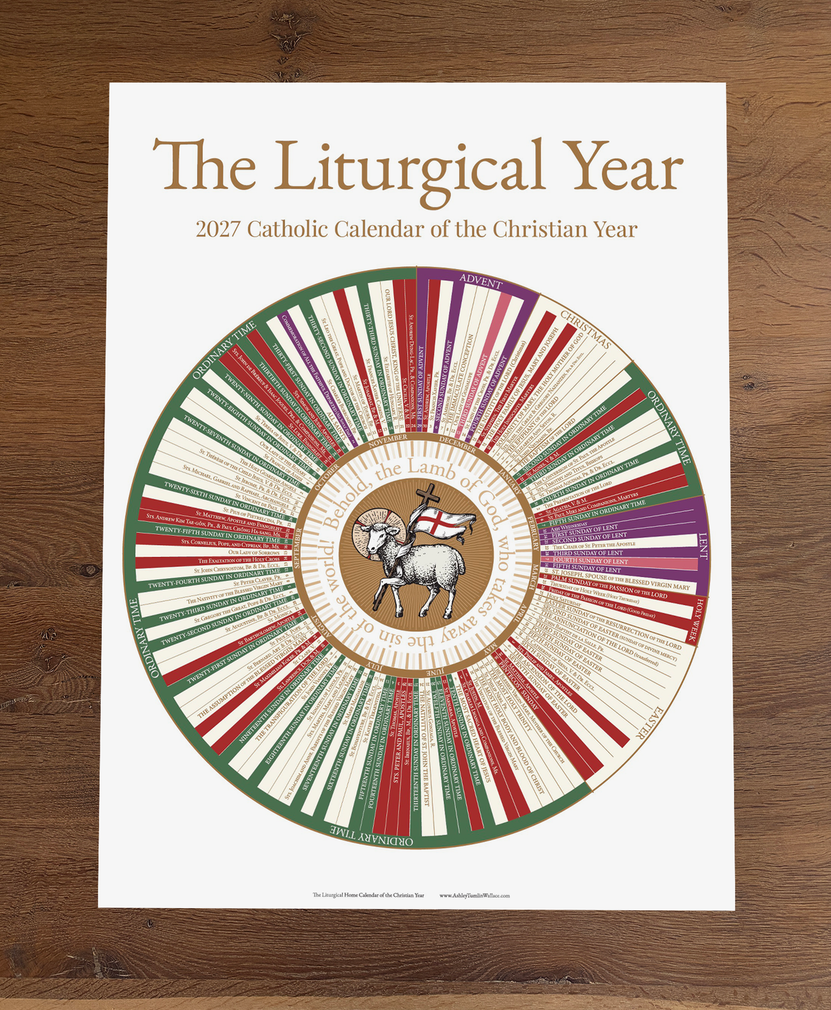 Catholic Liturgical Calendar - 24" x 32" (Large)