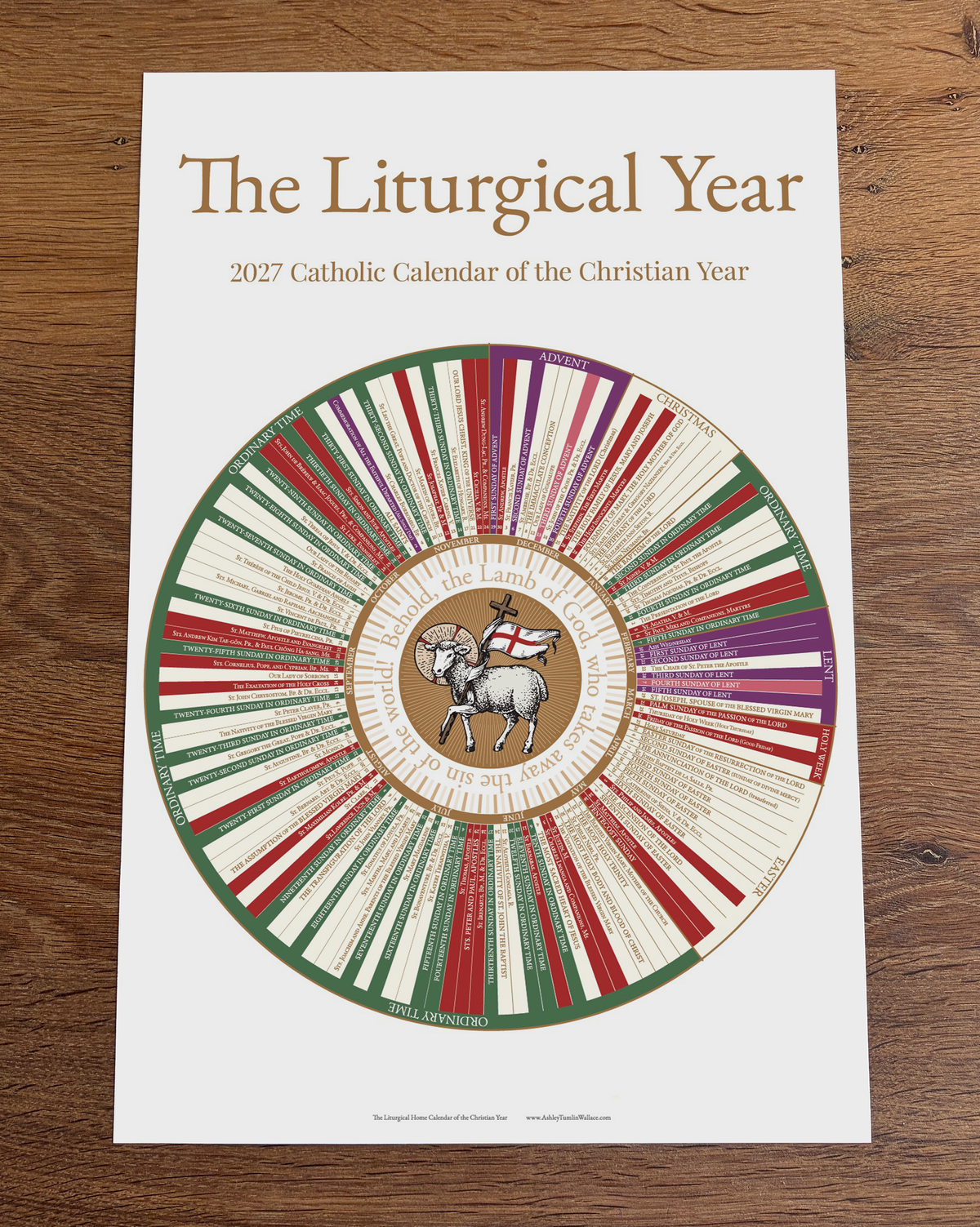 Catholic Liturgical Calendar - 12" x 18" (Small)