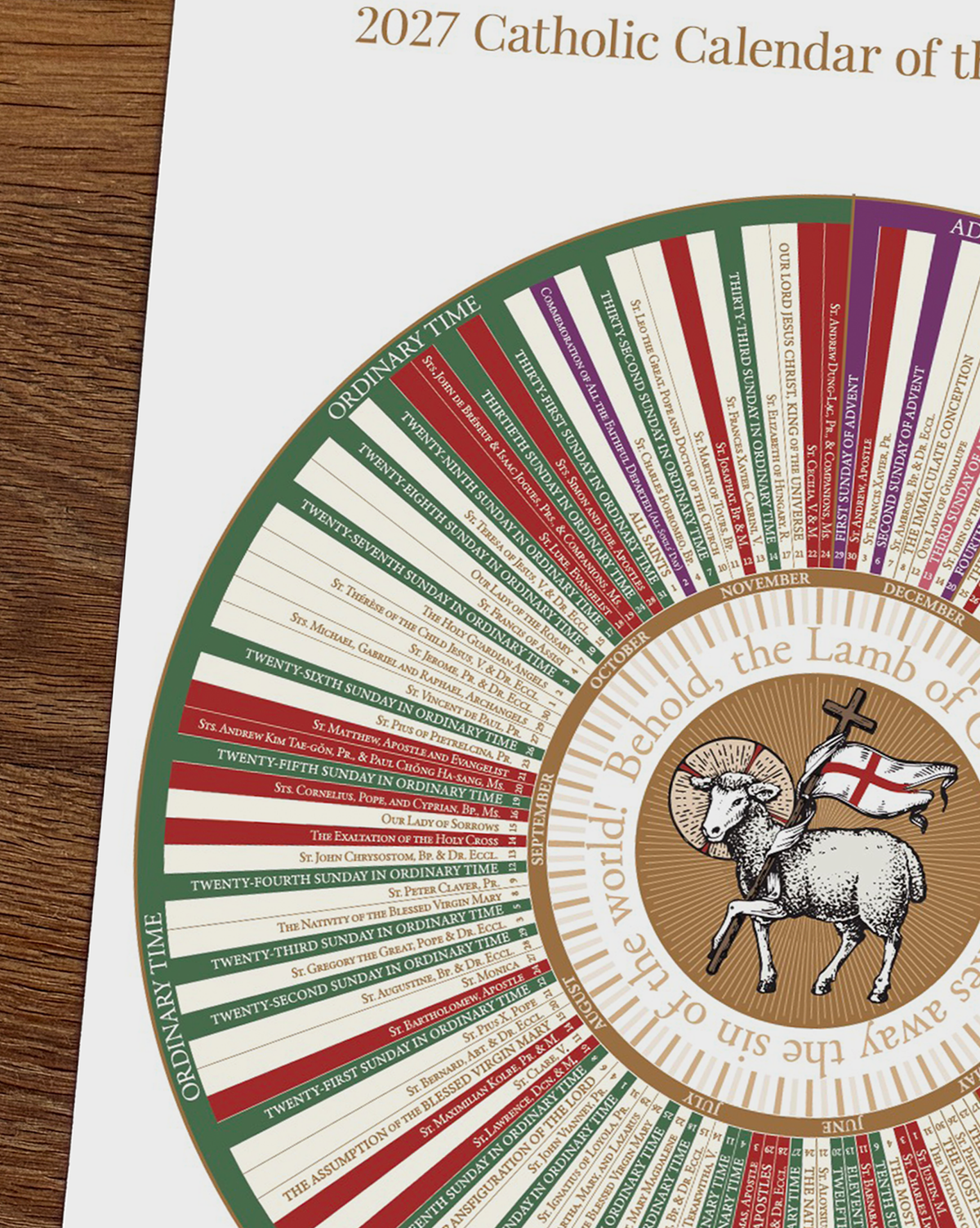 Catholic Liturgical Calendar - 12" x 18" (Small)