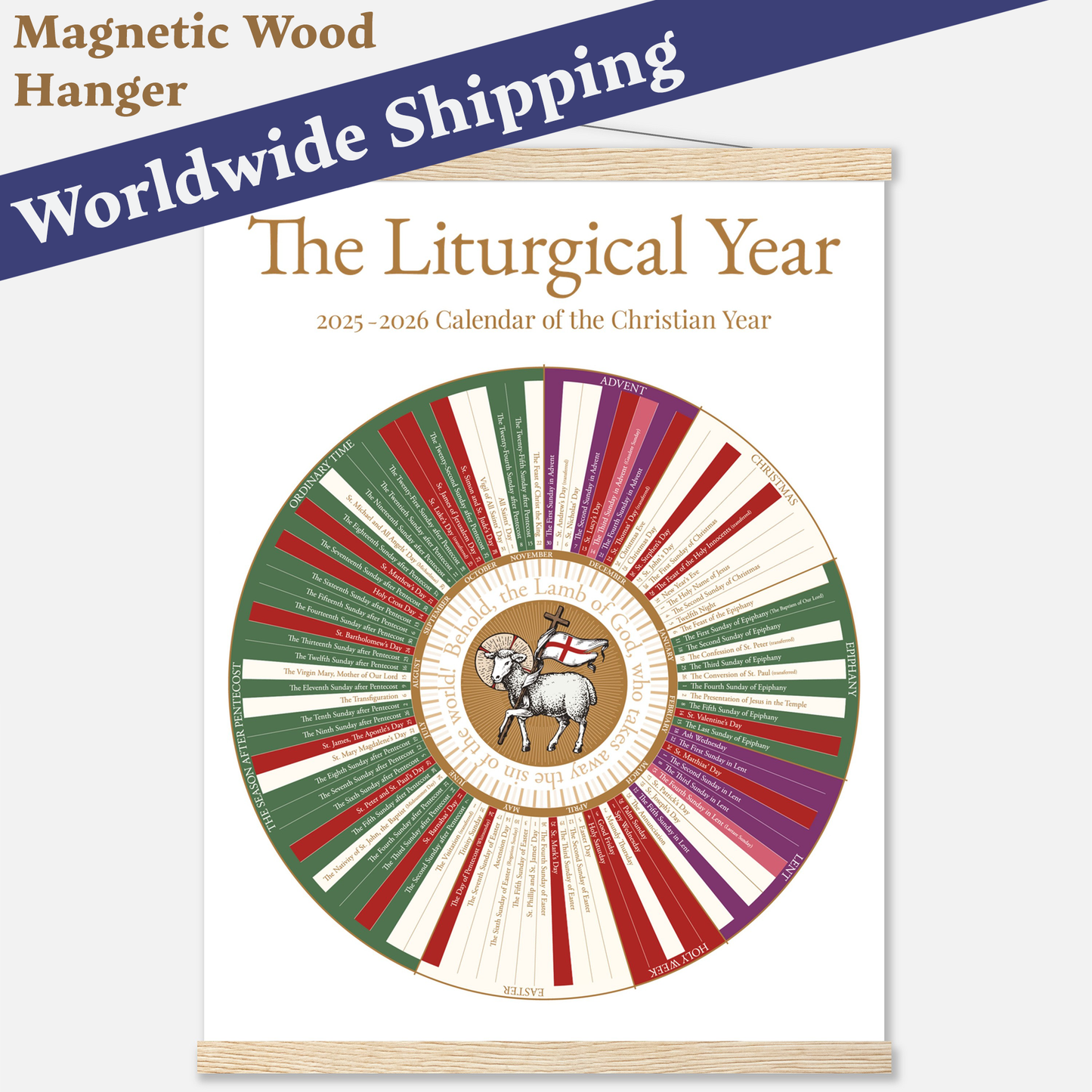 The Liturgical Home Liturgical Calendar (With Hanger) for 2025-2026 (Canada, Australia, UK, WorldWide)